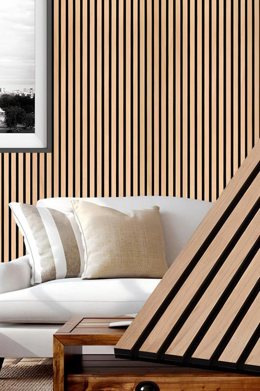 Özbir Kitchen Mdf Akustik Panel 100x140 Safir Meşe Ahşap Duvar Paneli