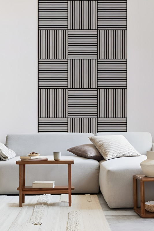 Özbir Kitchen Beyaz Akustik Duvar Paneli 40x40 Ahşap Duvar Paneli