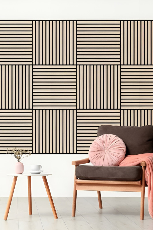 Özbir Kitchen Beyaz Akustik Duvar Paneli 40x40 Ahşap Duvar Paneli