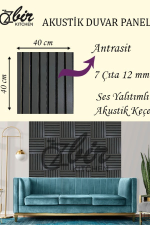Özbir Kitchen Antrasit Akustik Duvar Paneli 40x40 Ahşap Duvar Paneli
