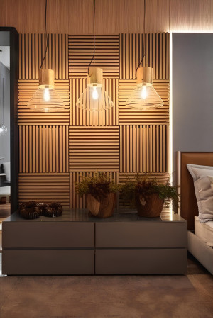  Özbir Kitchen Safir Meşe Akustik Duvar Paneli 40x40 Ahşap Duvar Paneli