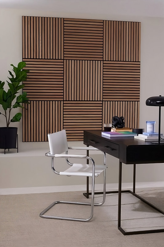 Özbir Kitchen Safir Meşe Akustik Duvar Paneli 40x40 Ahşap Duvar Paneli