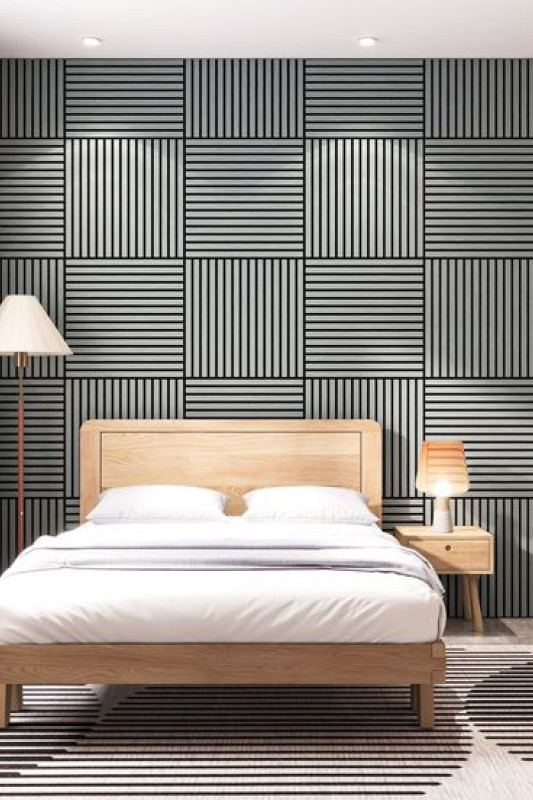 Özbir Kitchen Gümüş Gri Akustik Duvar Paneli 40x40 Ahşap Duvar Paneli