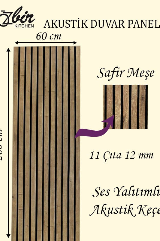 Özbir Kitchen Safir Meşe Akustik Duvar Paneli 60x200 Ahşap Duvar Paneli