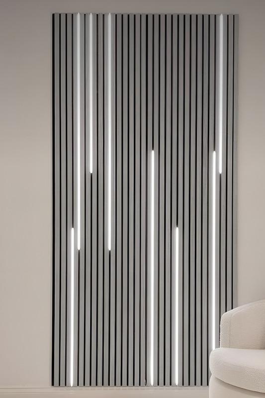 Özbir Kitchen Gümüş Gri Akustik Duvar Paneli 100x280 Ahşap Duvar Paneli