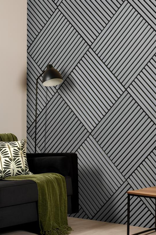 Özbir Kitchen Gümüş Gri Akustik Duvar Paneli 40x40 Ahşap Duvar Paneli