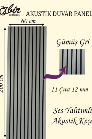 Özbir Kitchen Gümüş Gri Akustik Duvar Paneli 60x200 Ahşap Duvar Paneli