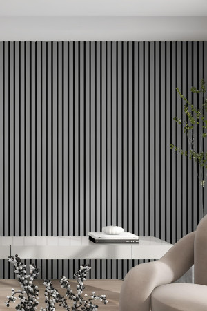 Özbir Kitchen Gümüş Gri Akustik Duvar Paneli 60x200 Ahşap Duvar Paneli