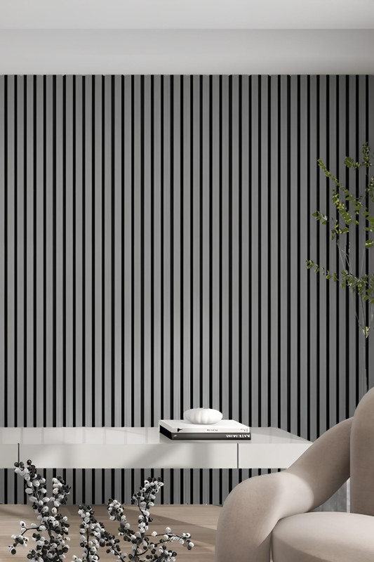 Özbir Kitchen Gümüş Gri Akustik Duvar Paneli 60x200 Ahşap Duvar Paneli