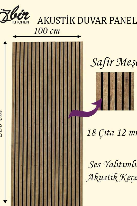 Özbir Kitchen Safir Meşe Akustik Duvar Paneli 100x280 Ahşap Duvar Paneli