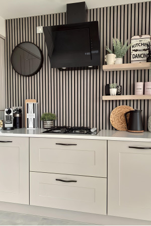 ÖZBİR KITCHEN Yeni Gri Akustik Duvar Paneli 60x240 Ahşap Duvar Paneli