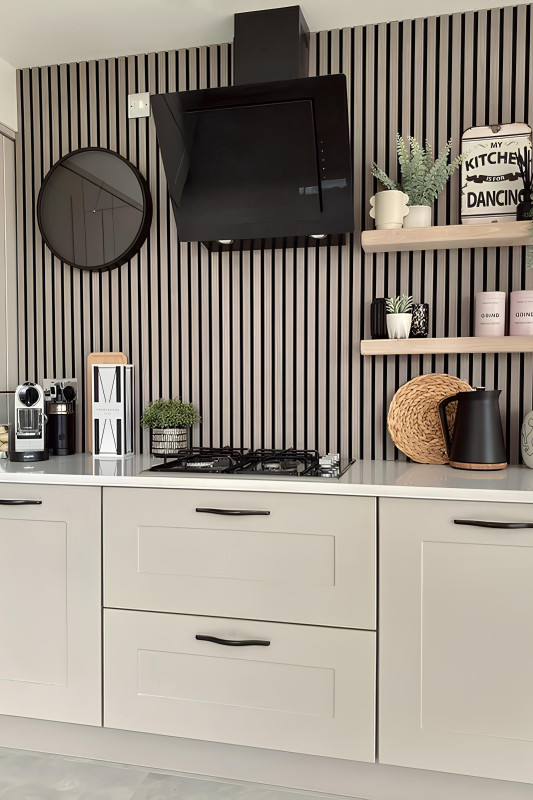 ÖZBİR KITCHEN Yeni Gri Akustik Duvar Paneli 60x240 Ahşap Duvar Paneli